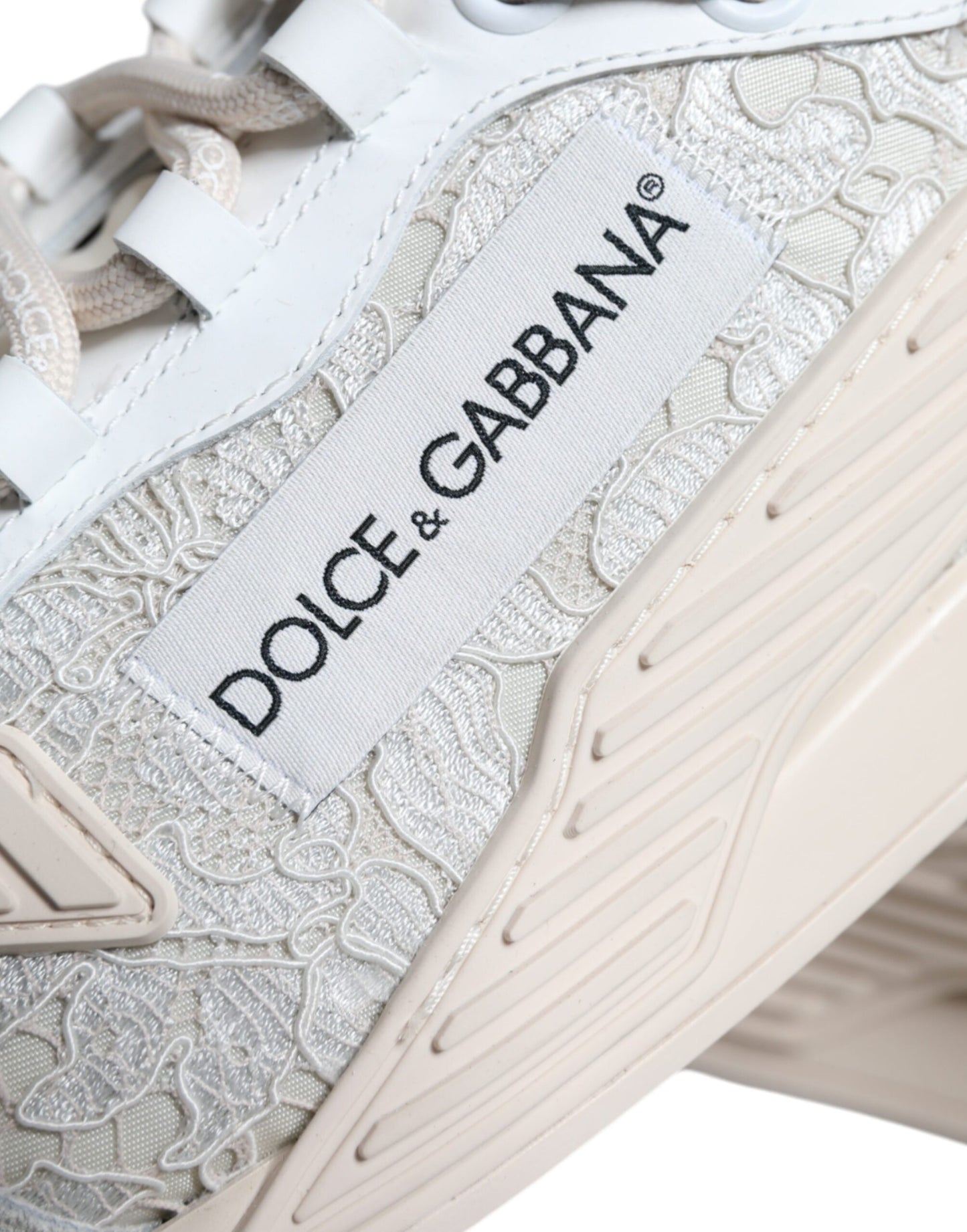 Dolce & Gabbana White Lace NS1 Low Top Sneaker Sports Shoes by Dolce & Gabbana