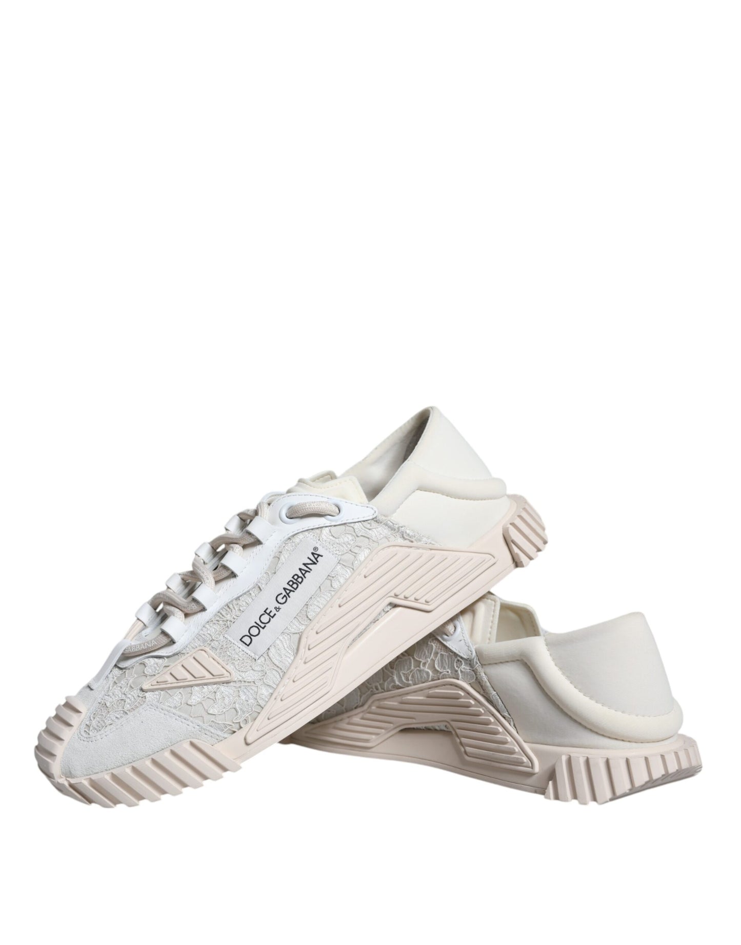 Dolce & Gabbana White Lace NS1 Low Top Sneaker Sports Shoes by Dolce & Gabbana