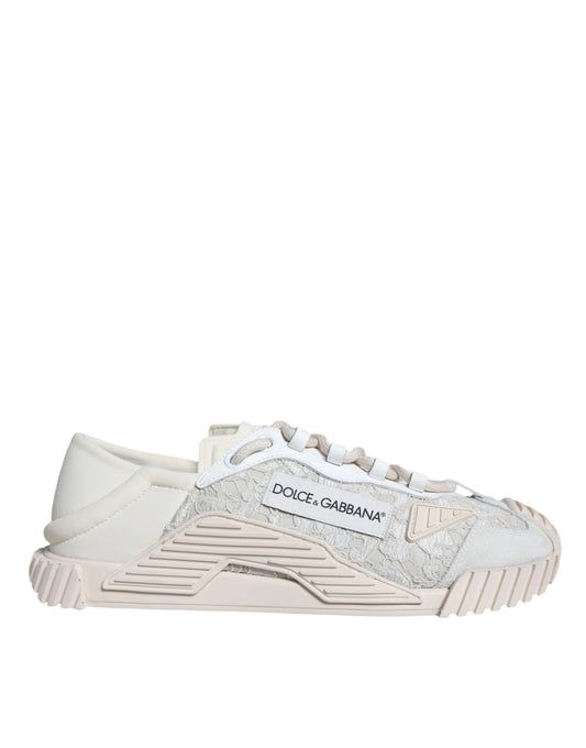 Dolce & Gabbana White Lace NS1 Low Top Sneaker Sports Shoes by Dolce & Gabbana