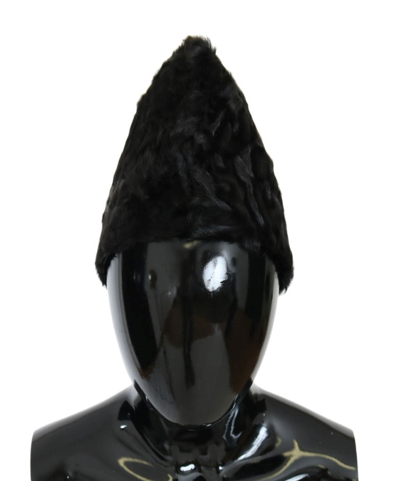 Bonnet élégant en fourrure noire Xiangao de Dolce &amp; Gabbana