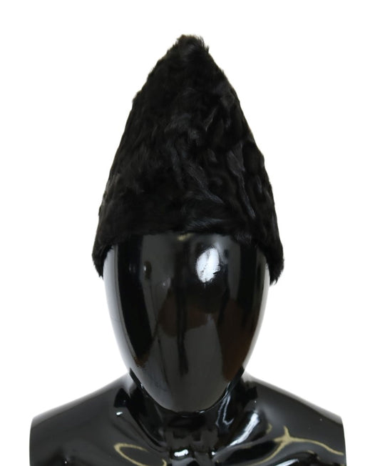 Bonnet élégant en fourrure noire Xiangao de Dolce &amp; Gabbana