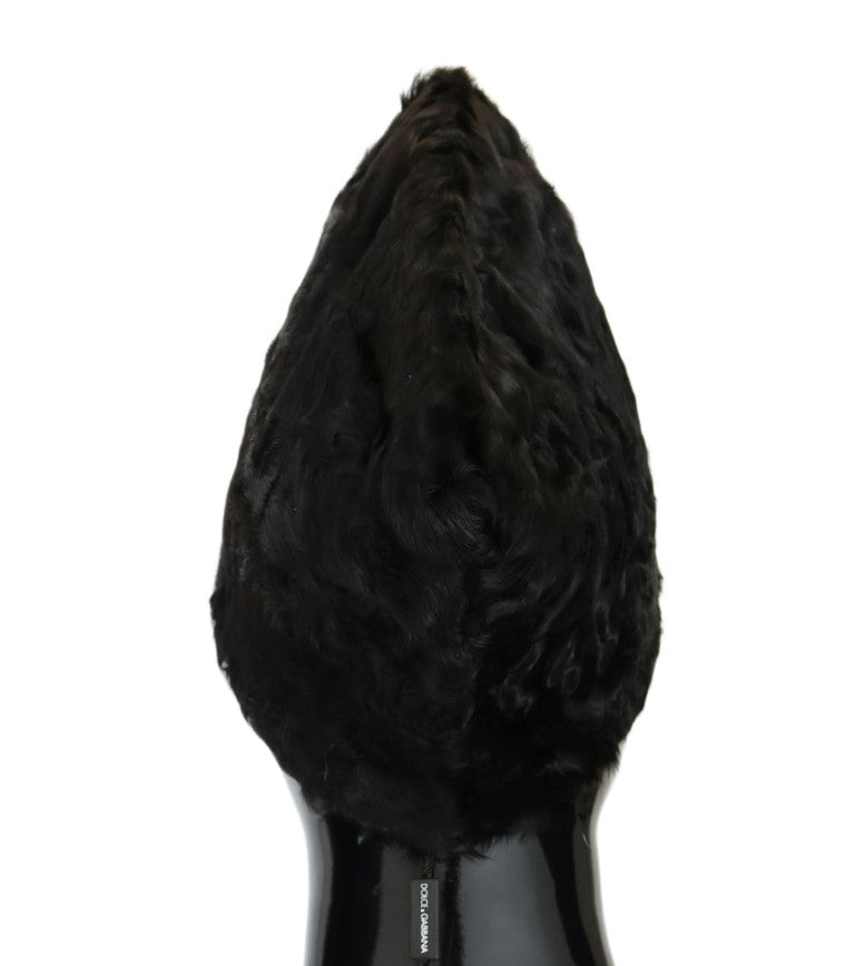 Bonnet élégant en fourrure noire Xiangao de Dolce &amp; Gabbana