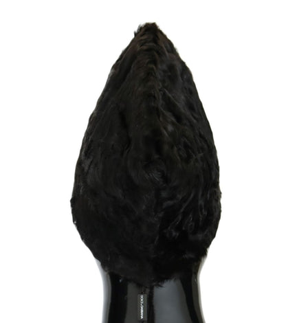 Bonnet élégant en fourrure noire Xiangao de Dolce &amp; Gabbana