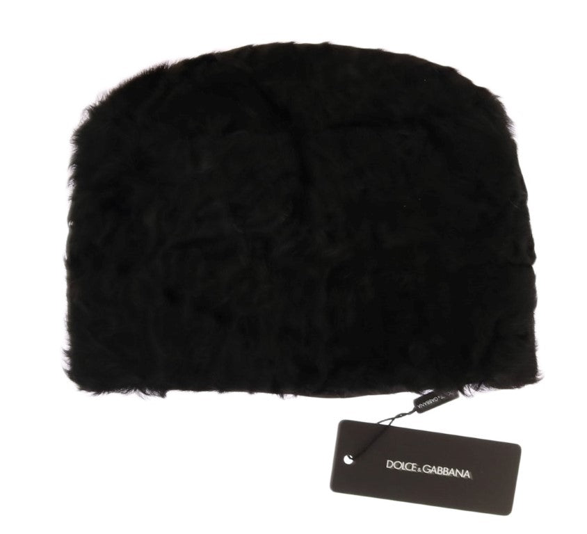 Bonnet élégant en fourrure noire Xiangao de Dolce &amp; Gabbana