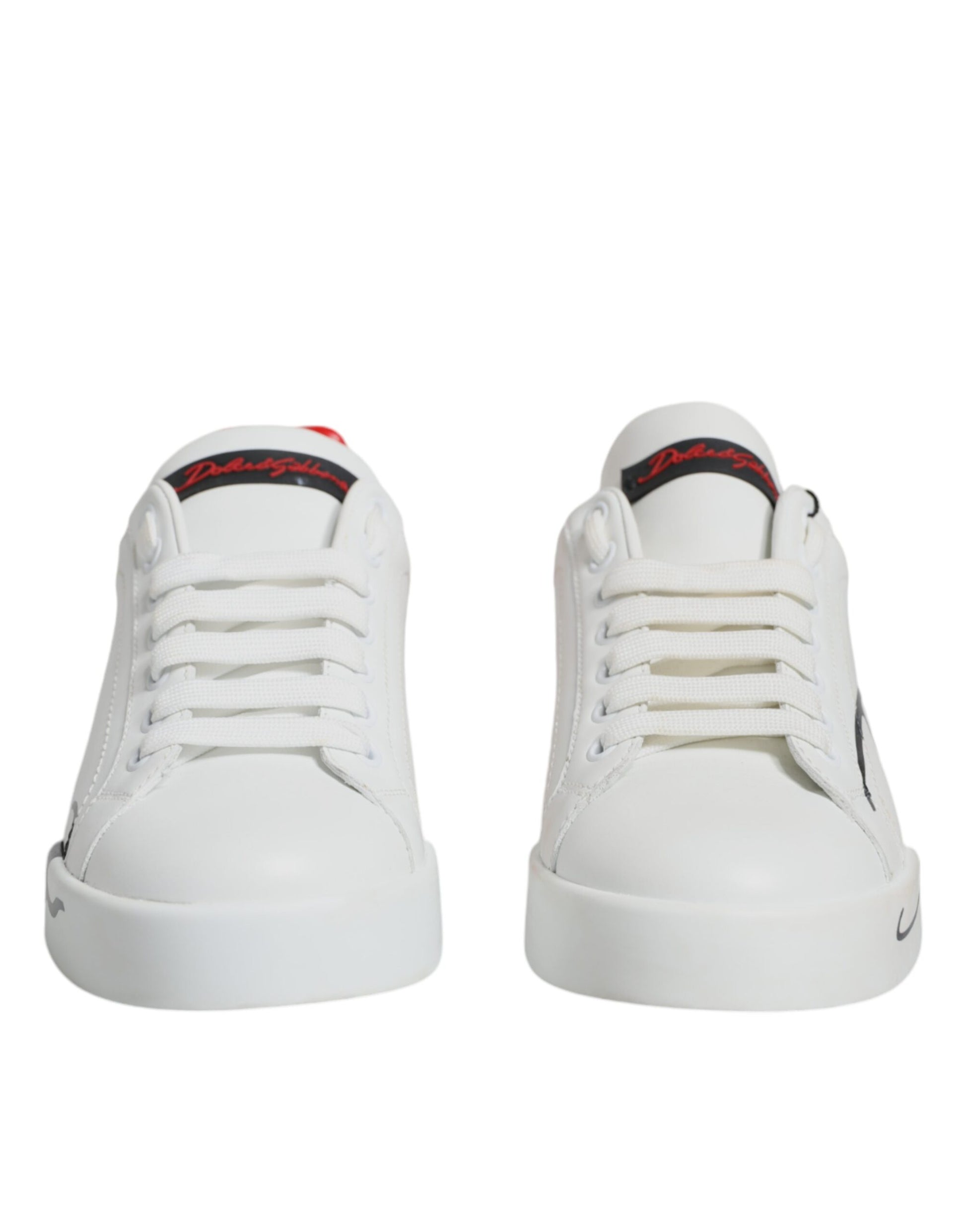 Dolce & Gabbana White Red Portofino Low Top Sneakers Shoes by Dolce & Gabbana