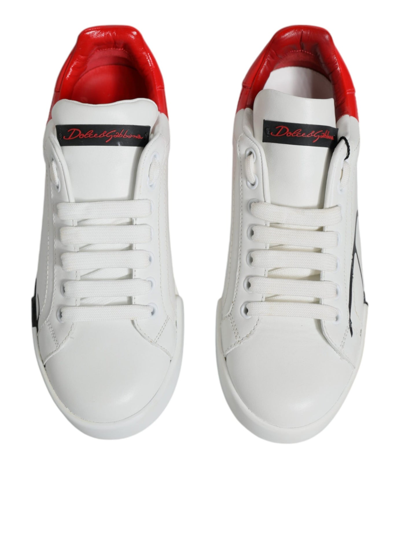 Dolce & Gabbana White Red Portofino Low Top Sneakers Shoes by Dolce & Gabbana