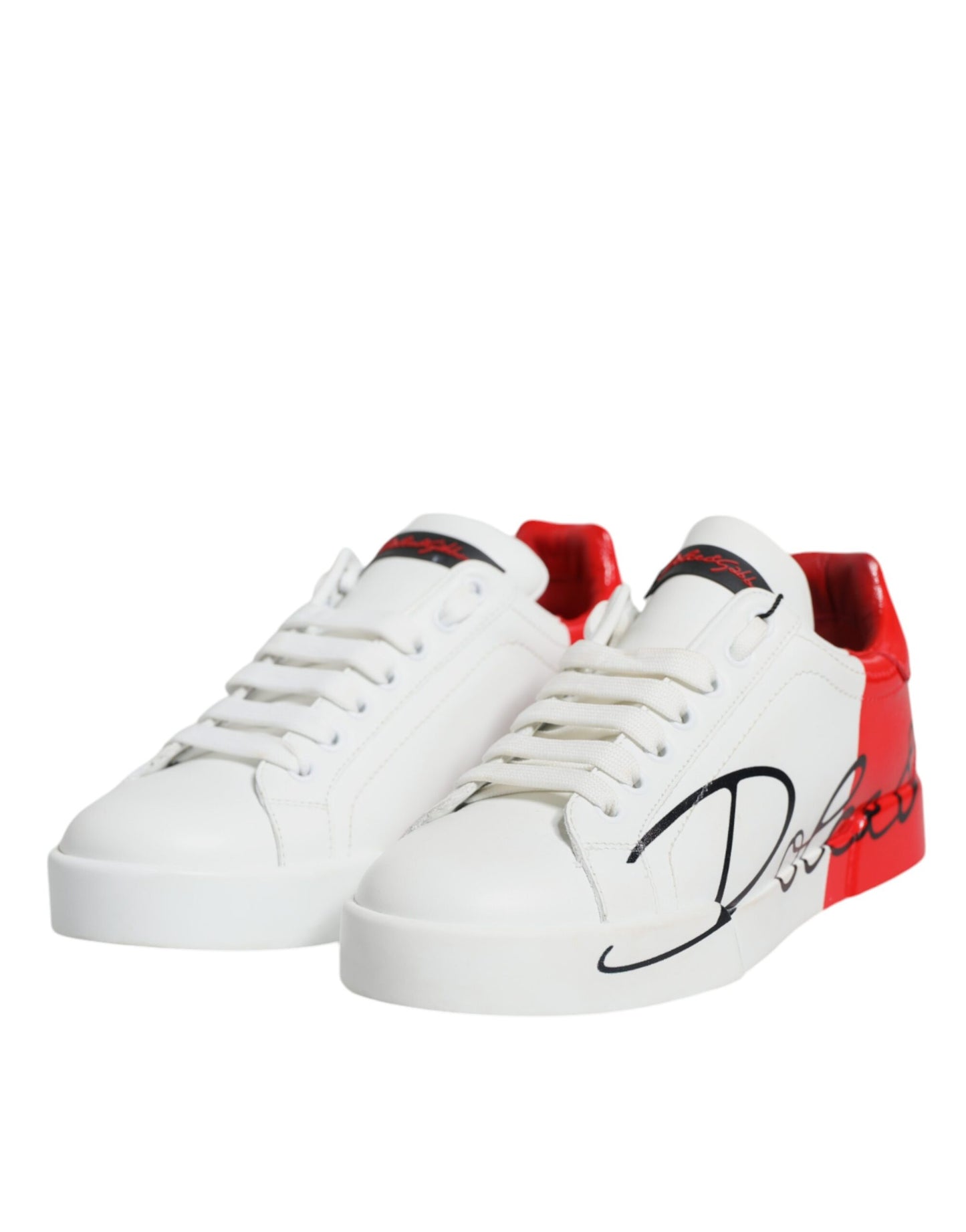 Dolce & Gabbana White Red Portofino Low Top Sneakers Shoes by Dolce & Gabbana
