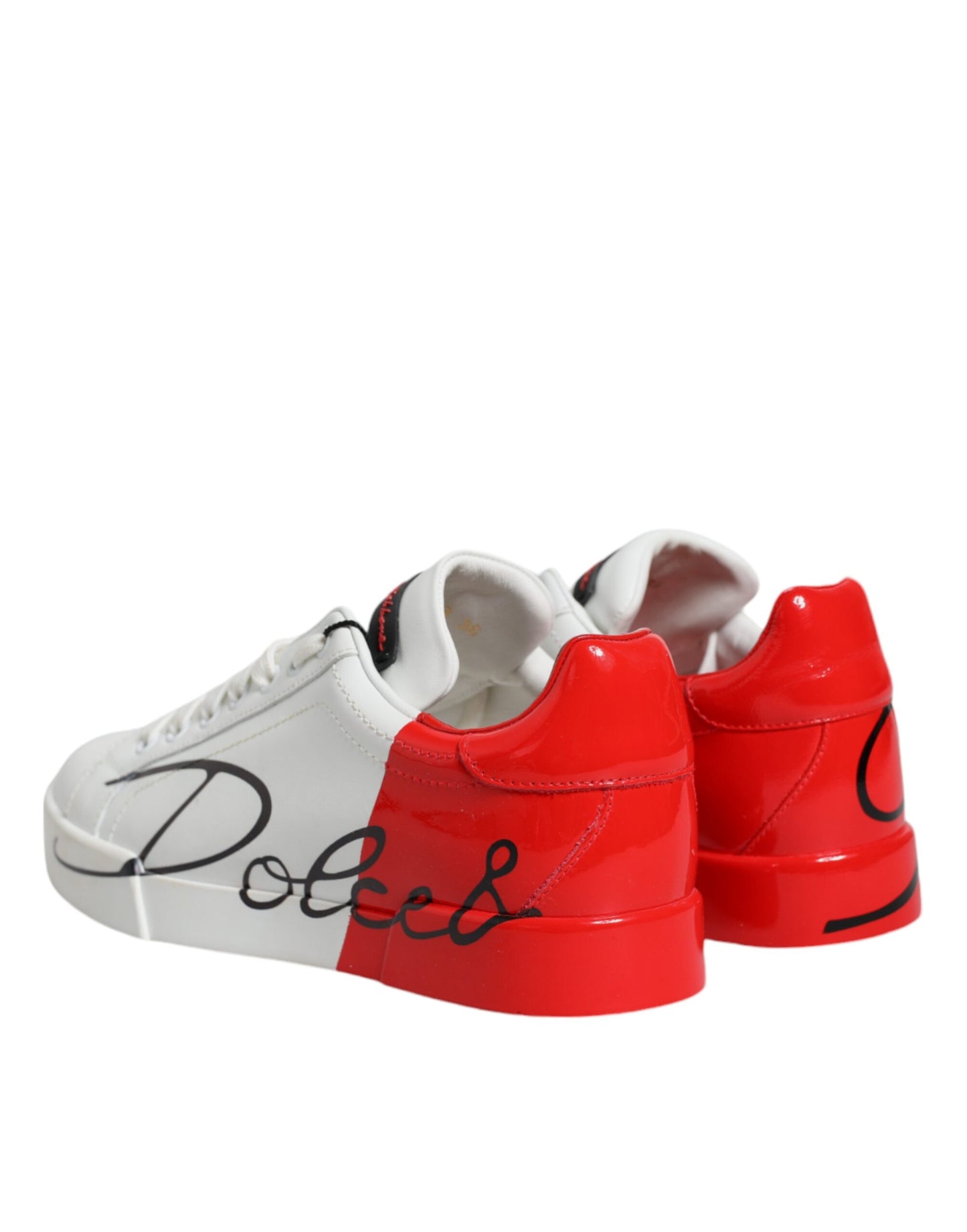 Dolce & Gabbana White Red Portofino Low Top Sneakers Shoes by Dolce & Gabbana
