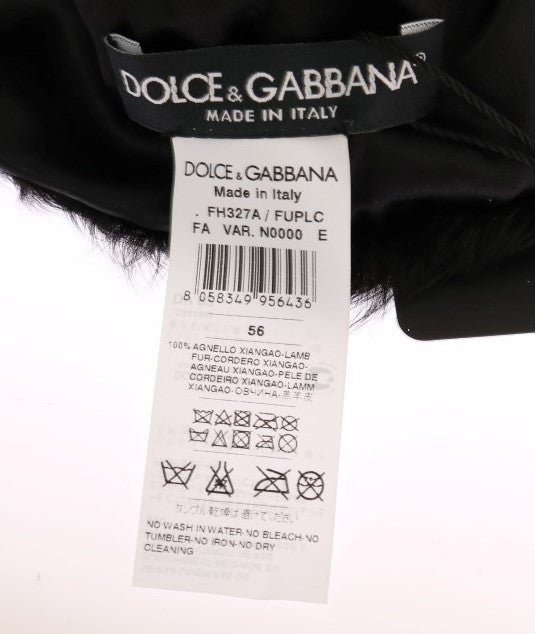 Bonnet élégant en fourrure noire Xiangao de Dolce &amp; Gabbana