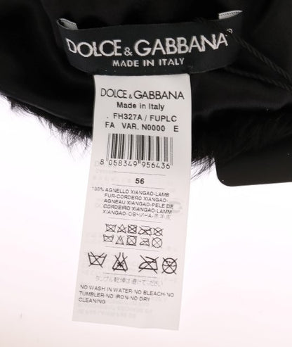 Bonnet élégant en fourrure noire Xiangao de Dolce &amp; Gabbana