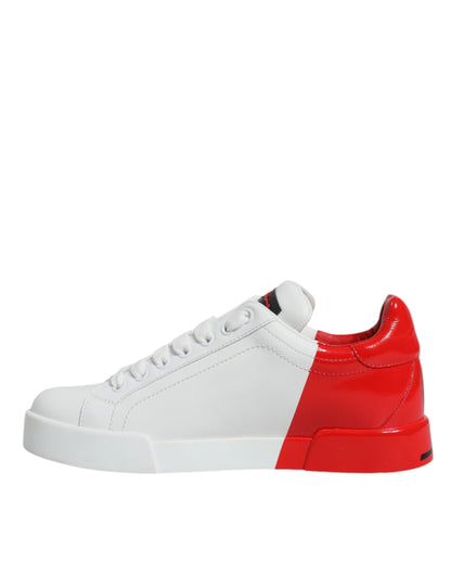 Dolce & Gabbana White Red Portofino Low Top Sneakers Shoes by Dolce & Gabbana