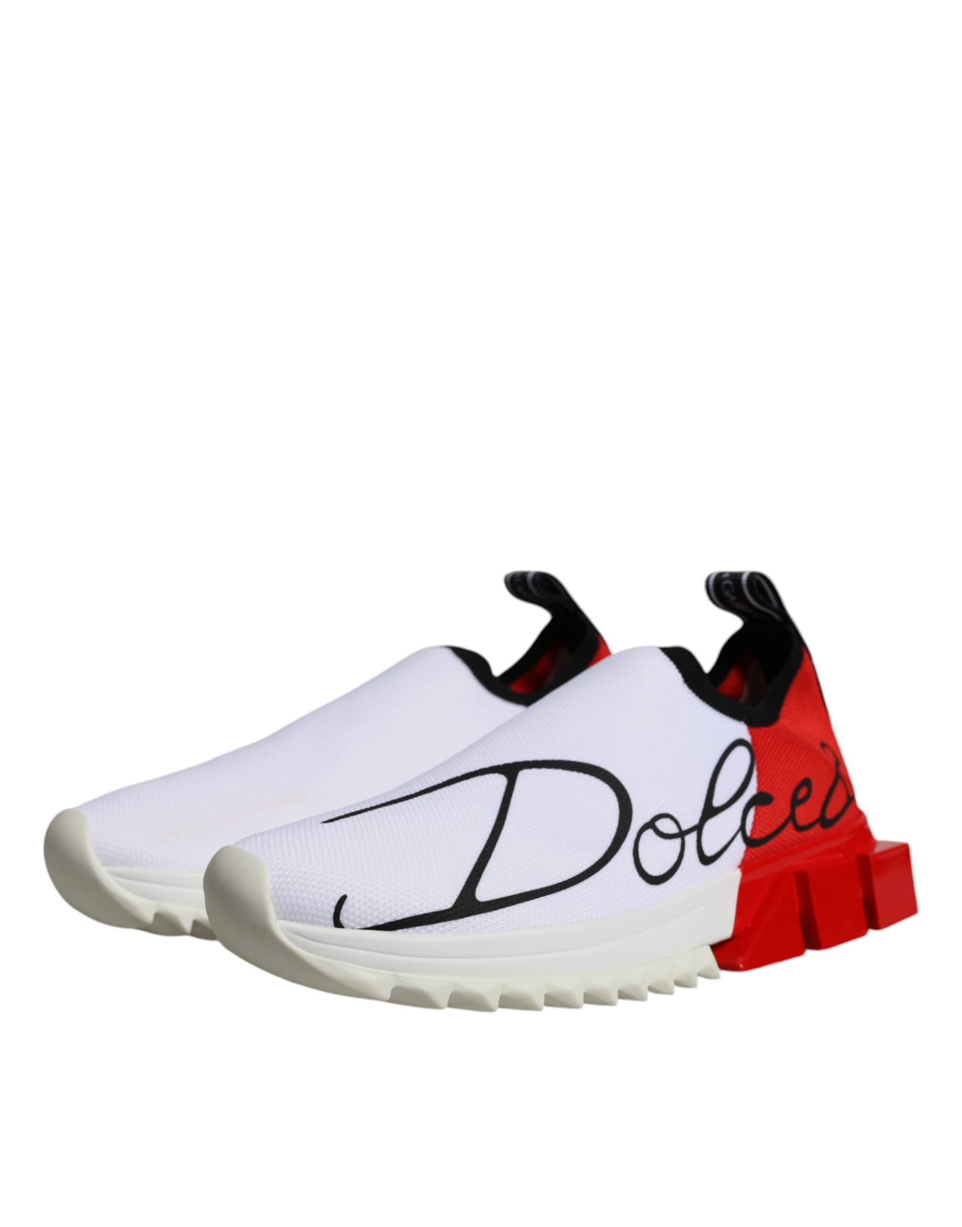 Dolce & Gabbana White Red Low Top Sorrento Men Sneakers Shoes by Dolce & Gabbana