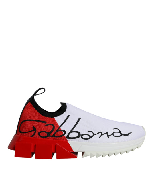 Dolce & Gabbana White Red Low Top Sorrento Men Sneakers Shoes by Dolce & Gabbana