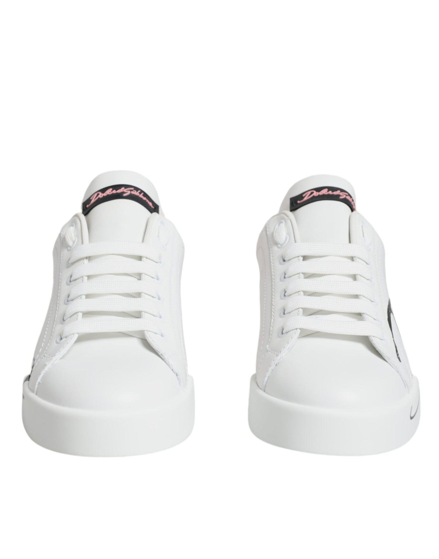Dolce & Gabbana White Pink Portofino Low Top Sneakers Shoes by Dolce & Gabbana