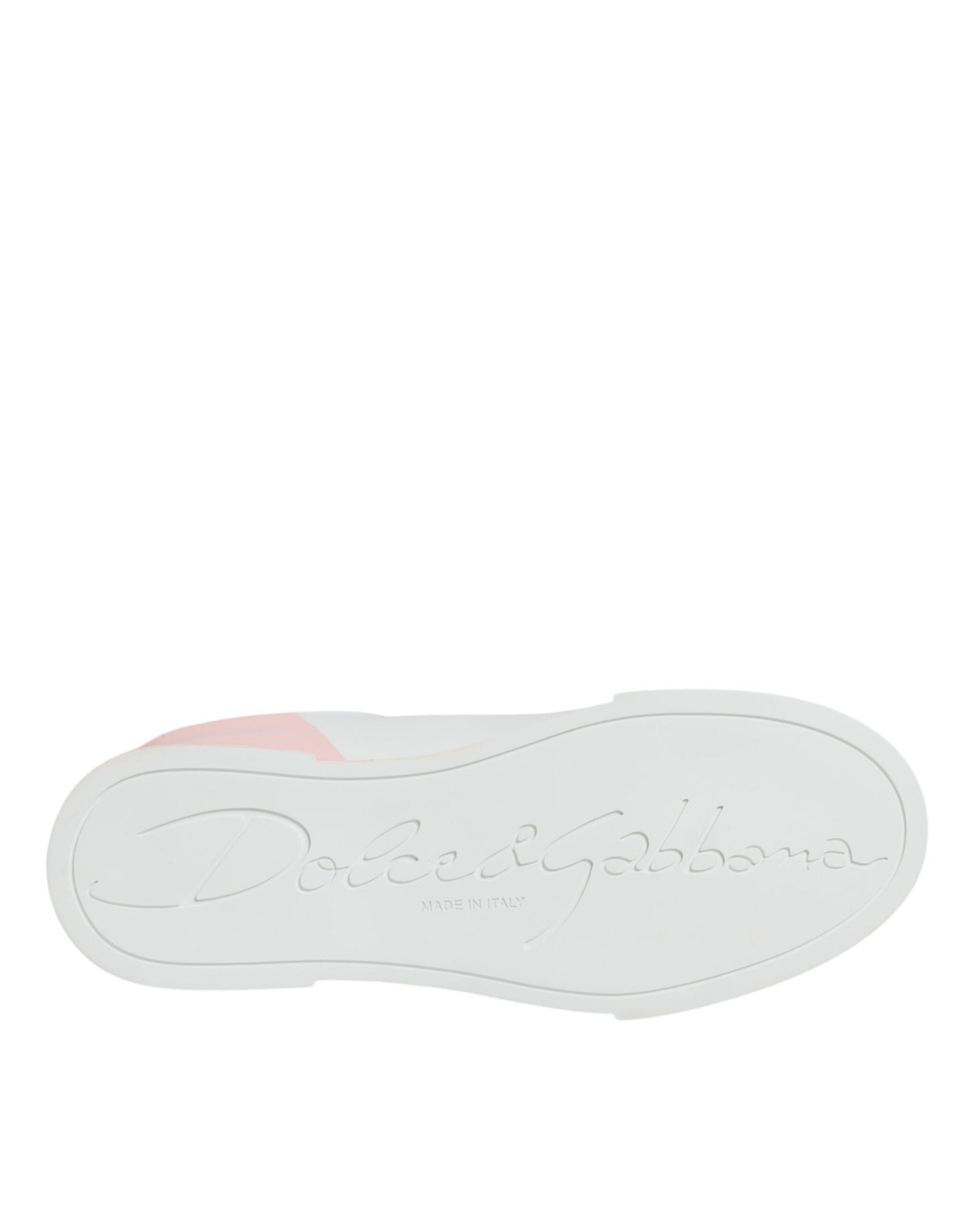 Dolce & Gabbana White Pink Portofino Low Top Sneakers Shoes by Dolce & Gabbana