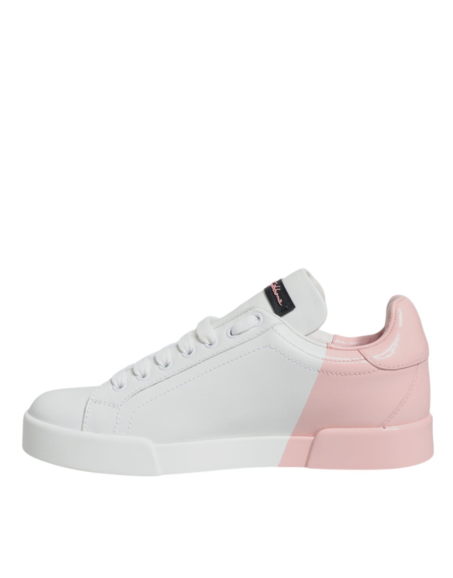 Dolce & Gabbana White Pink Portofino Low Top Sneakers Shoes by Dolce & Gabbana