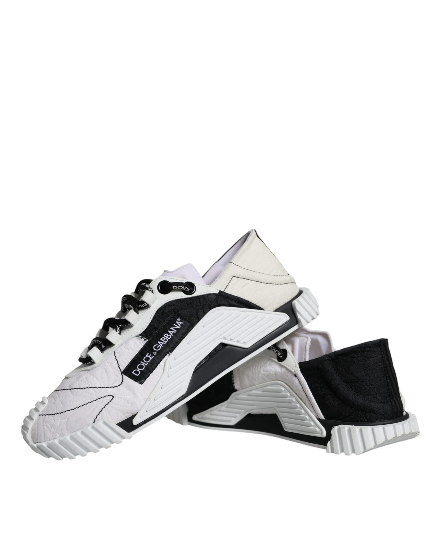 Dolce & Gabbana White Black Low Top NS1 Sneakers Shoes by Dolce & Gabbana