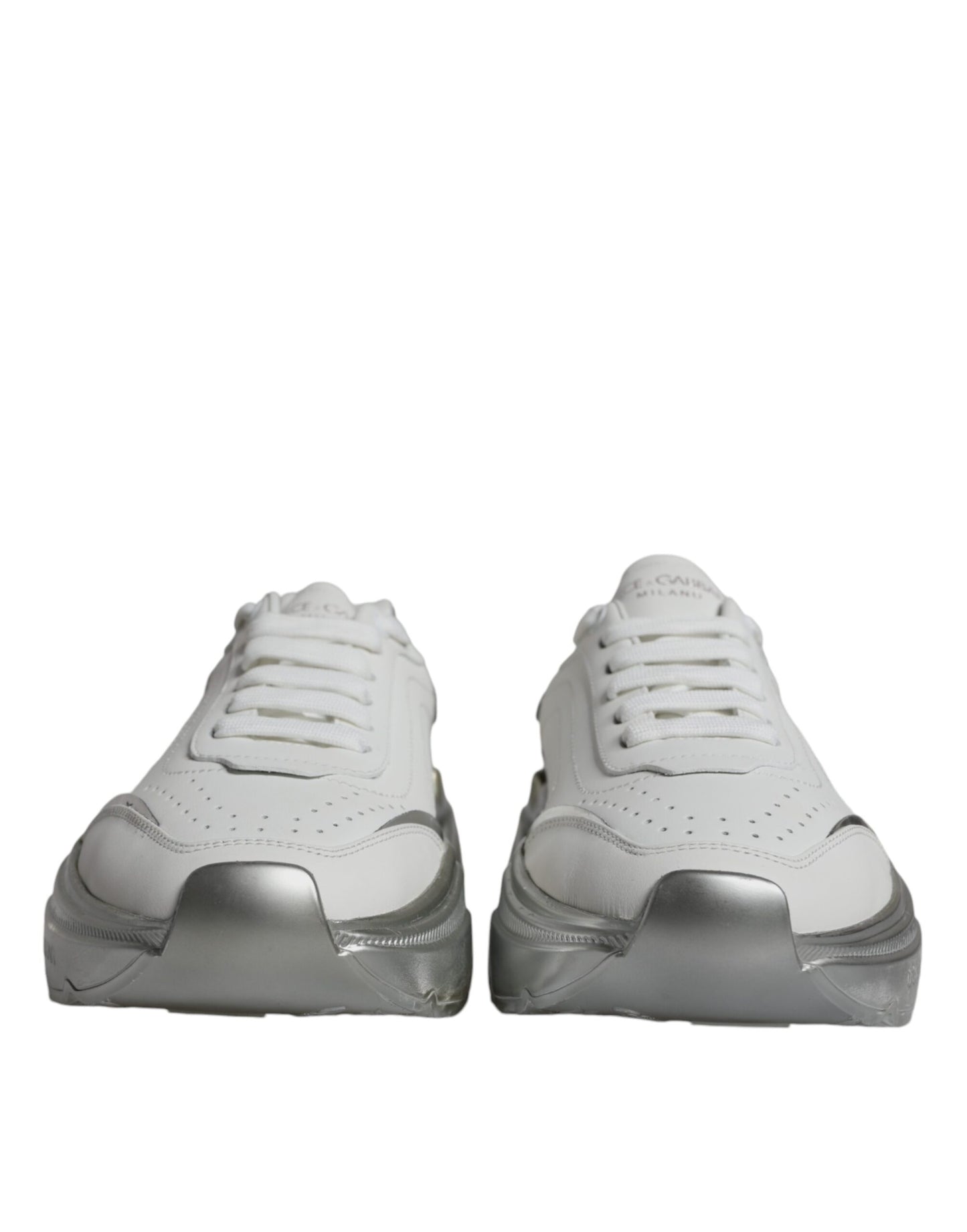 Dolce & Gabbana Silver White Daymaster Low Top Sneakers Shoes by Dolce & Gabbana