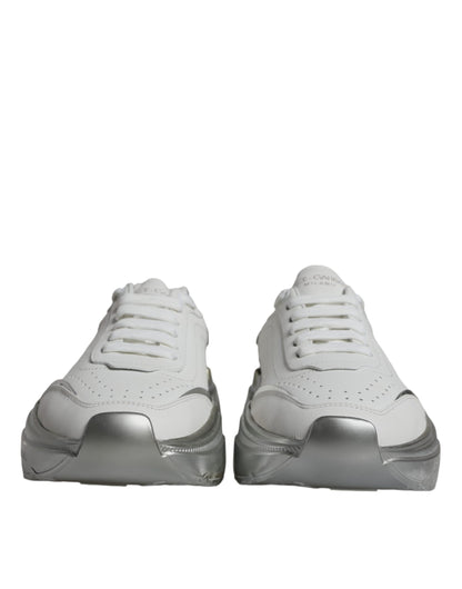 Dolce & Gabbana Silver White Daymaster Low Top Sneakers Shoes by Dolce & Gabbana