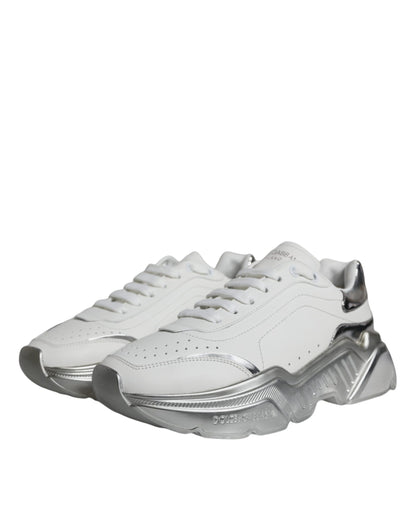 Dolce & Gabbana Silver White Daymaster Low Top Sneakers Shoes by Dolce & Gabbana