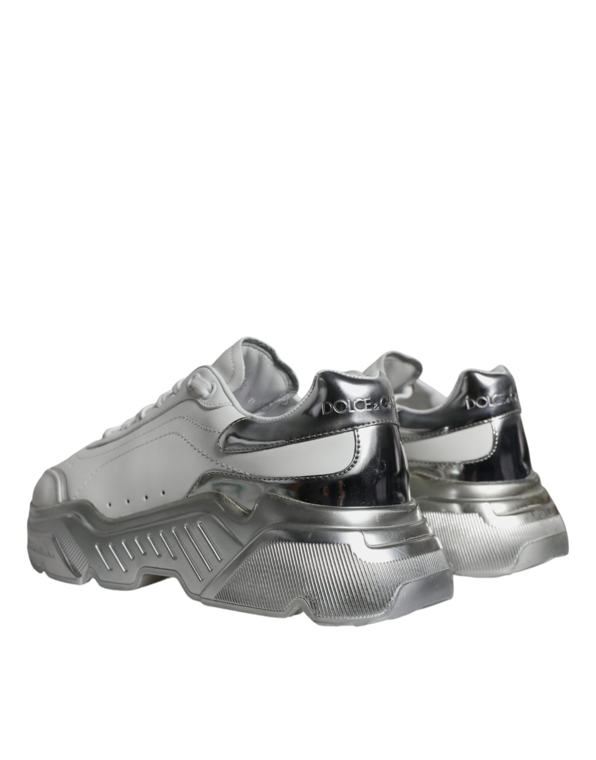 Dolce & Gabbana Silver White Daymaster Low Top Sneakers Shoes by Dolce & Gabbana