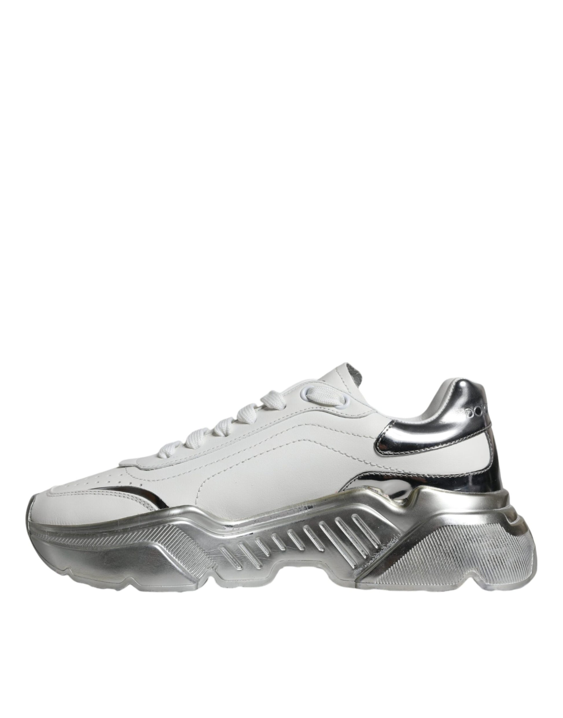Dolce & Gabbana Silver White Daymaster Low Top Sneakers Shoes by Dolce & Gabbana