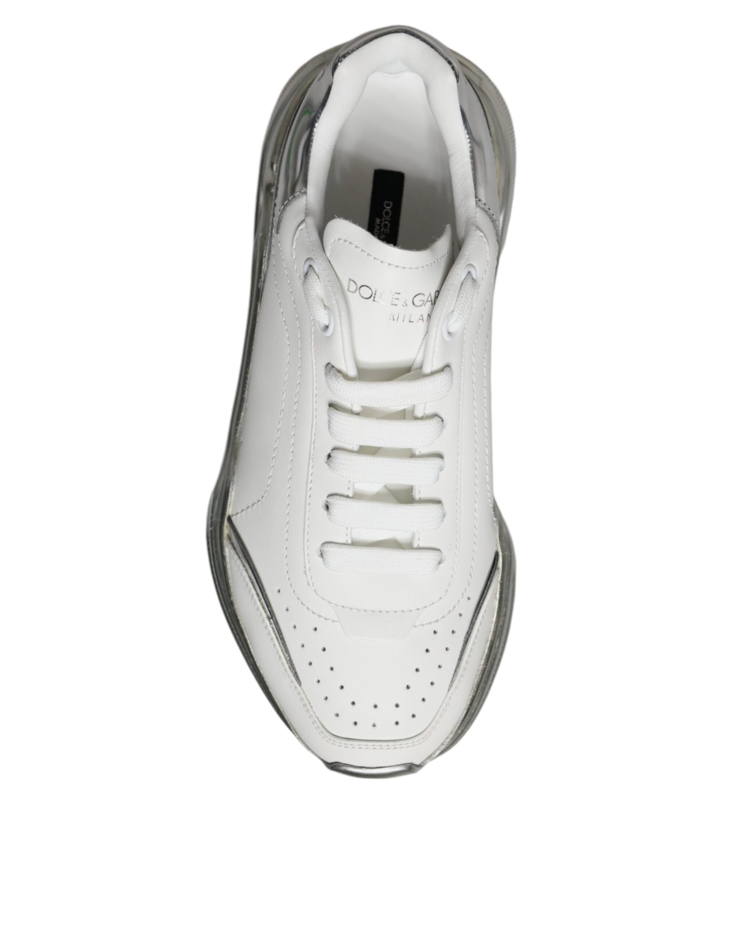 Dolce & Gabbana Silver White Daymaster Low Top Sneakers Shoes by Dolce & Gabbana