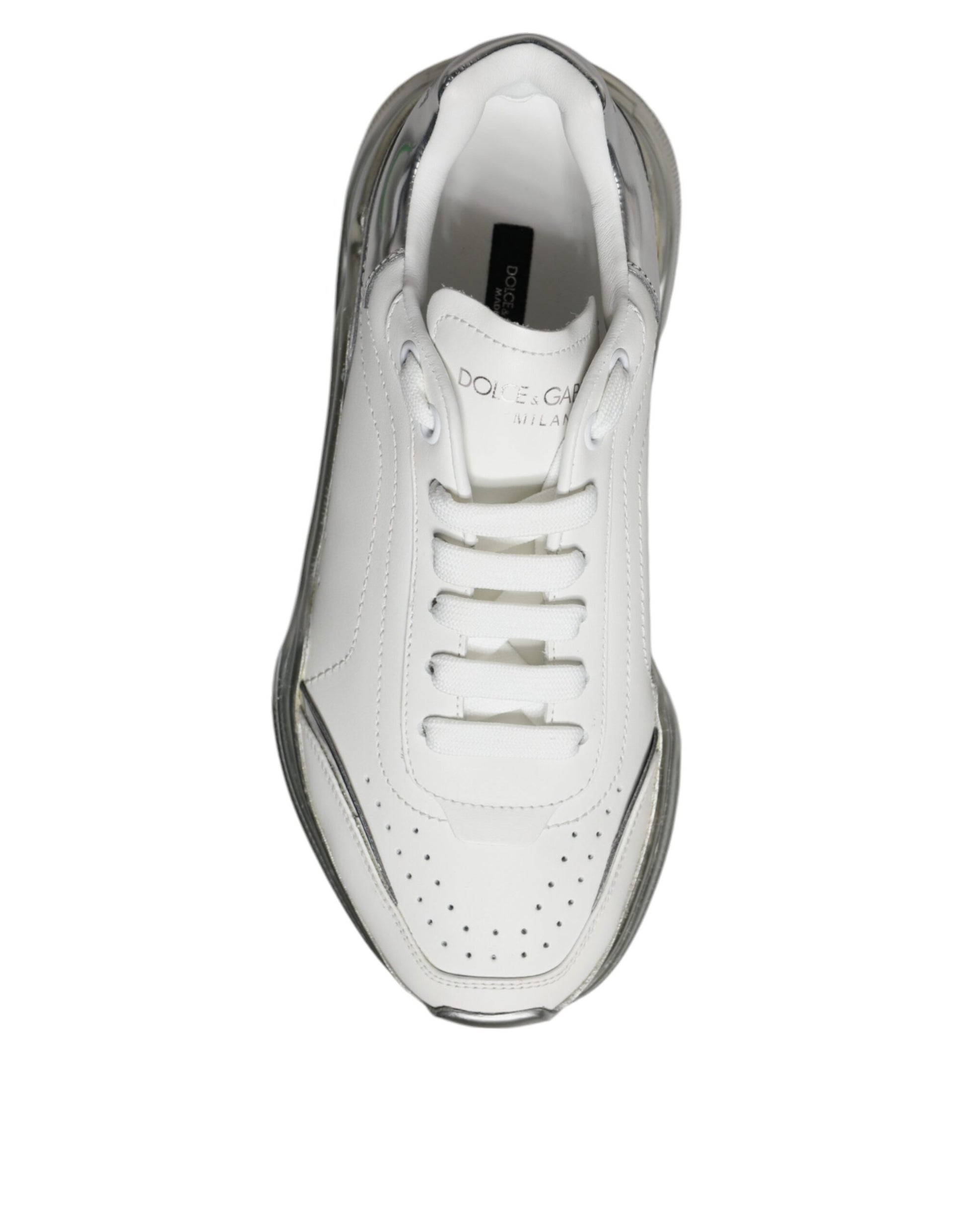 Dolce & Gabbana Silver White Daymaster Low Top Sneakers Shoes by Dolce & Gabbana