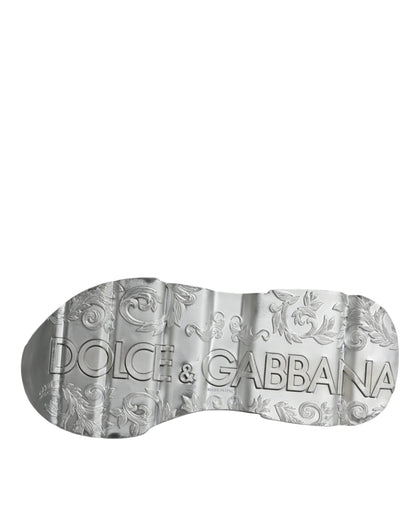 Dolce & Gabbana Silver White Daymaster Low Top Sneakers Shoes by Dolce & Gabbana