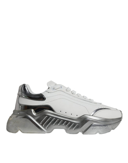 Dolce & Gabbana Silver White Daymaster Low Top Sneakers Shoes by Dolce & Gabbana