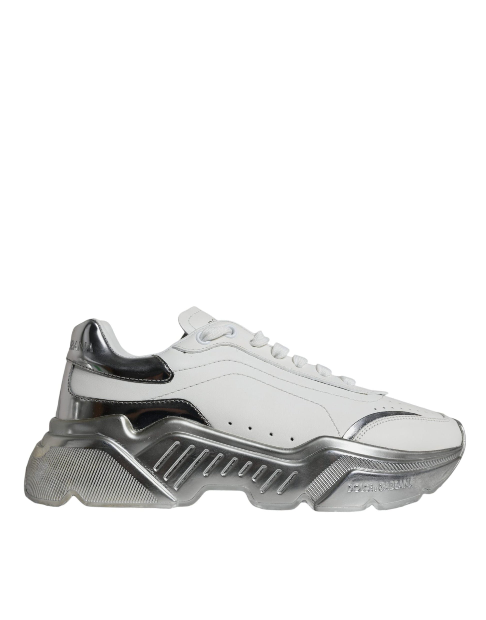 Dolce & Gabbana Silver White Daymaster Low Top Sneakers Shoes by Dolce & Gabbana
