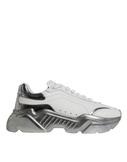 Dolce & Gabbana Silver White Daymaster Low Top Sneakers Shoes by Dolce & Gabbana