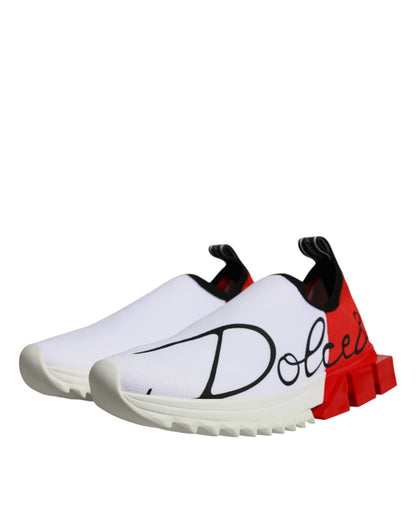 Dolce & Gabbana White Red Low Top Sorrento Men Sneakers Shoes by Dolce & Gabbana