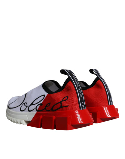 Dolce & Gabbana White Red Low Top Sorrento Men Sneakers Shoes by Dolce & Gabbana