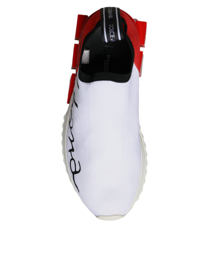 Dolce & Gabbana White Red Low Top Sorrento Men Sneakers Shoes by Dolce & Gabbana