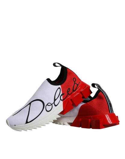 Dolce & Gabbana White Red Low Top Sorrento Men Sneakers Shoes by Dolce & Gabbana