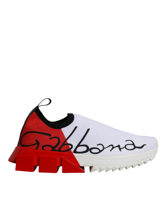 Dolce & Gabbana White Red Low Top Sorrento Men Sneakers Shoes by Dolce & Gabbana
