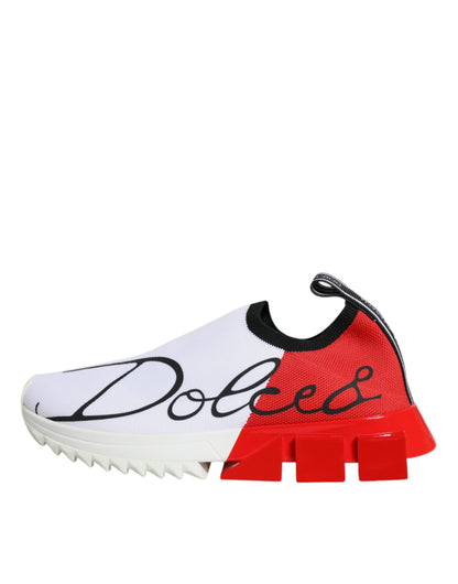 Dolce & Gabbana White Red Low Top Sorrento Men Sneakers Shoes by Dolce & Gabbana