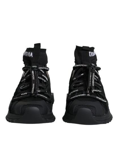 Dolce & Gabbana Black Sorrento Socks Logo Sneakers Shoes by Dolce & Gabbana