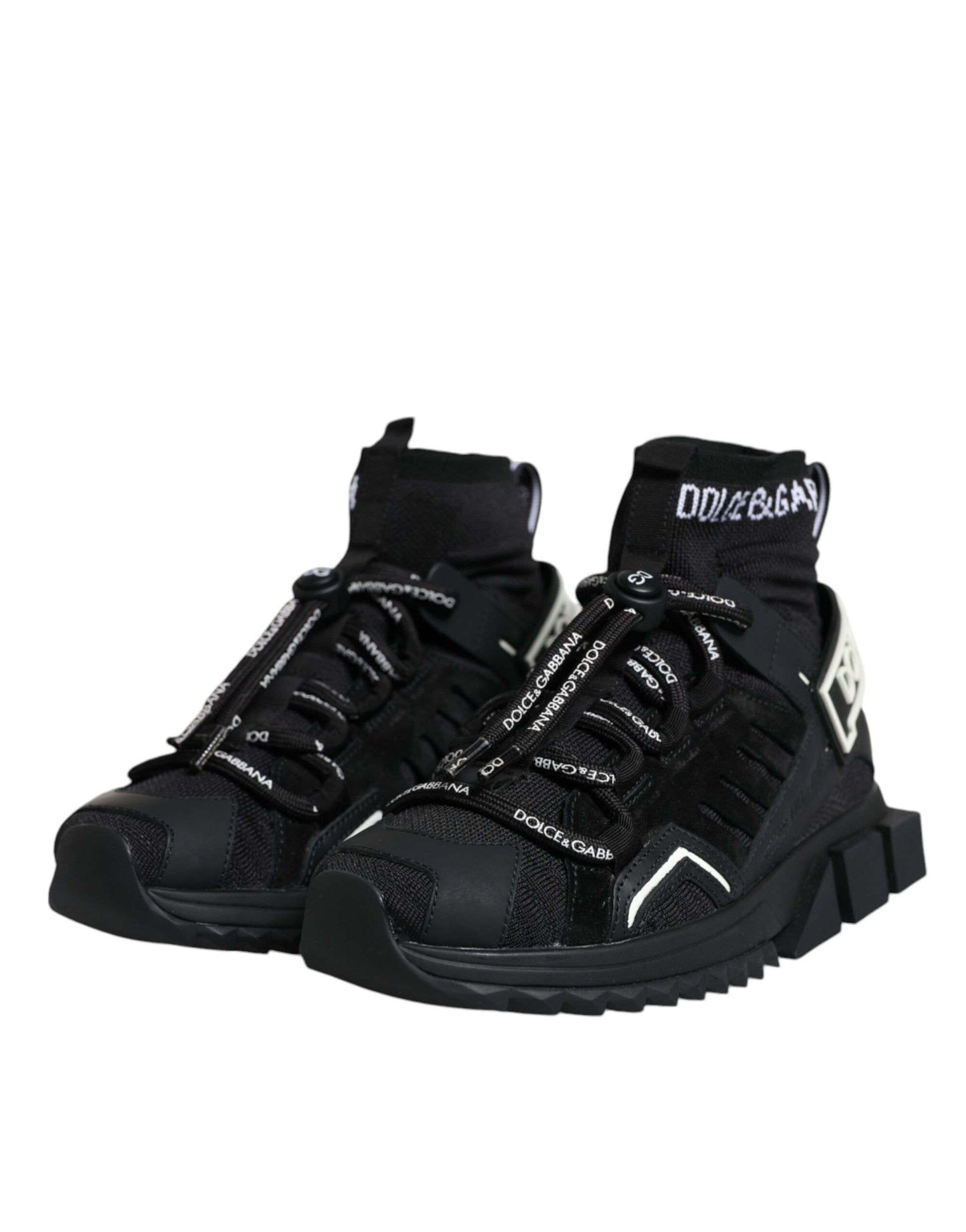 Dolce & Gabbana Black Sorrento Socks Logo Sneakers Shoes by Dolce & Gabbana