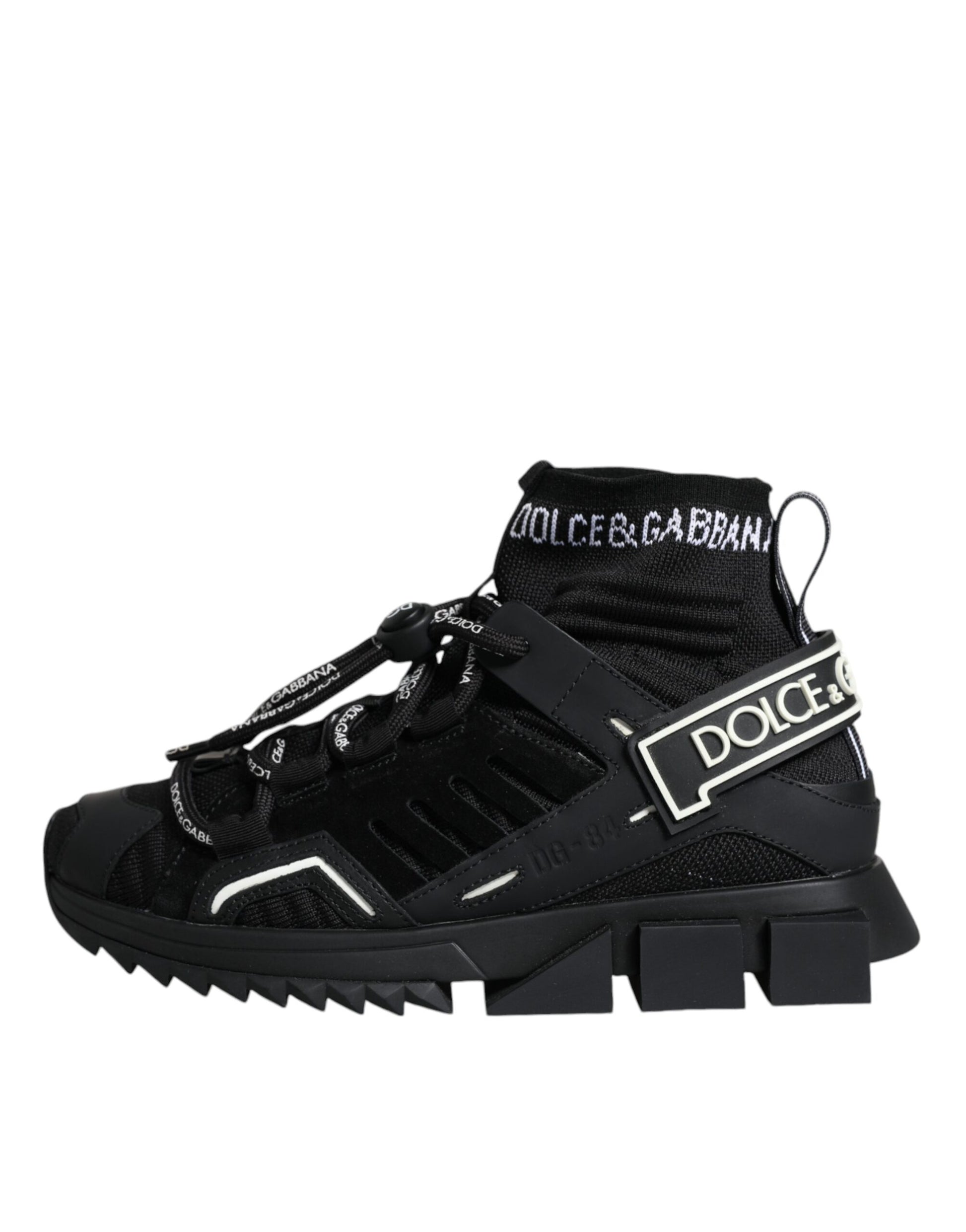 Dolce & Gabbana Black Sorrento Socks Logo Sneakers Shoes by Dolce & Gabbana