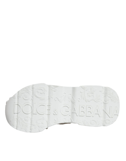 Dolce & Gabbana White Knitted Daymaster Sneakers Shoes by Dolce & Gabbana