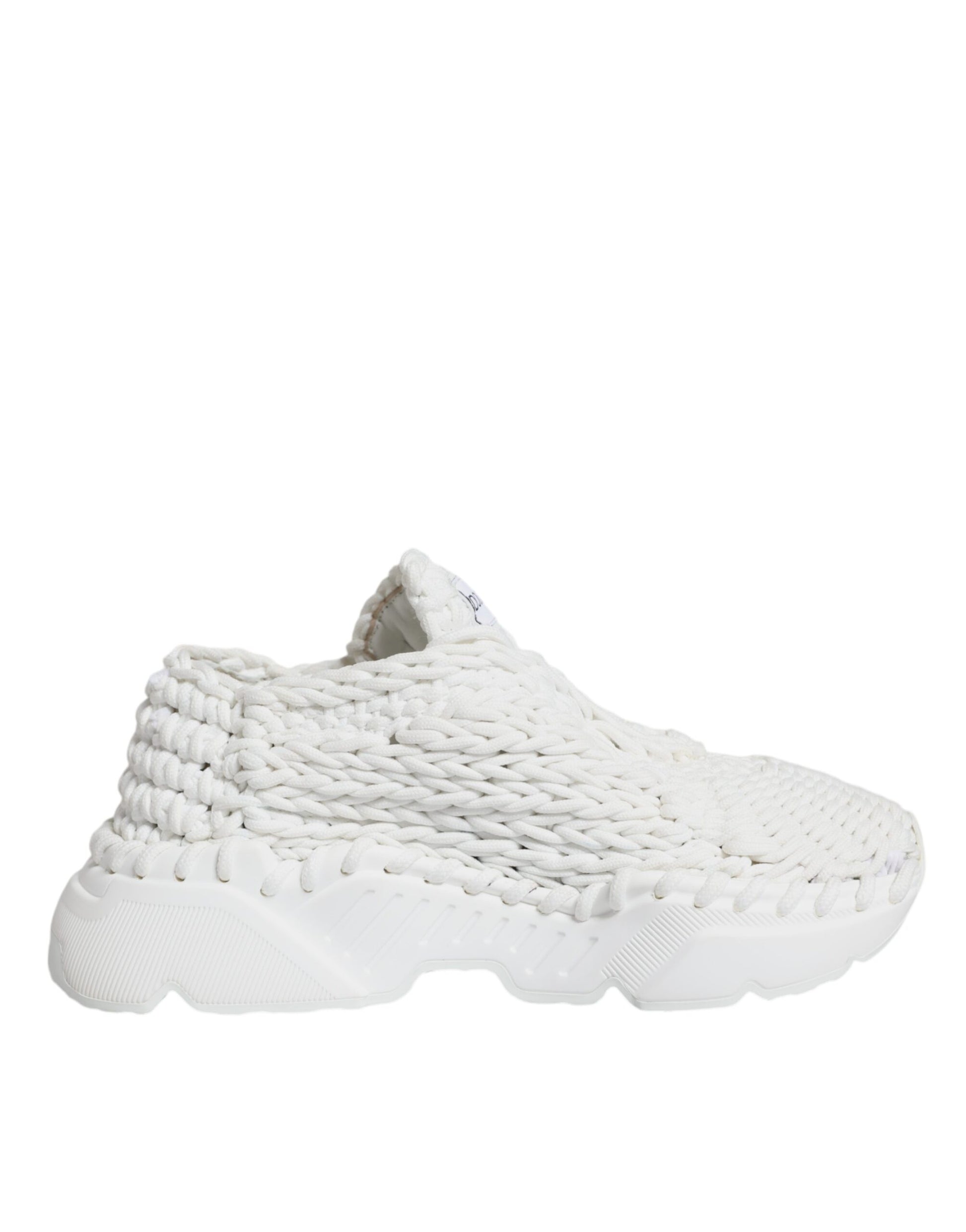 Dolce & Gabbana White Knitted Daymaster Sneakers Shoes by Dolce & Gabbana