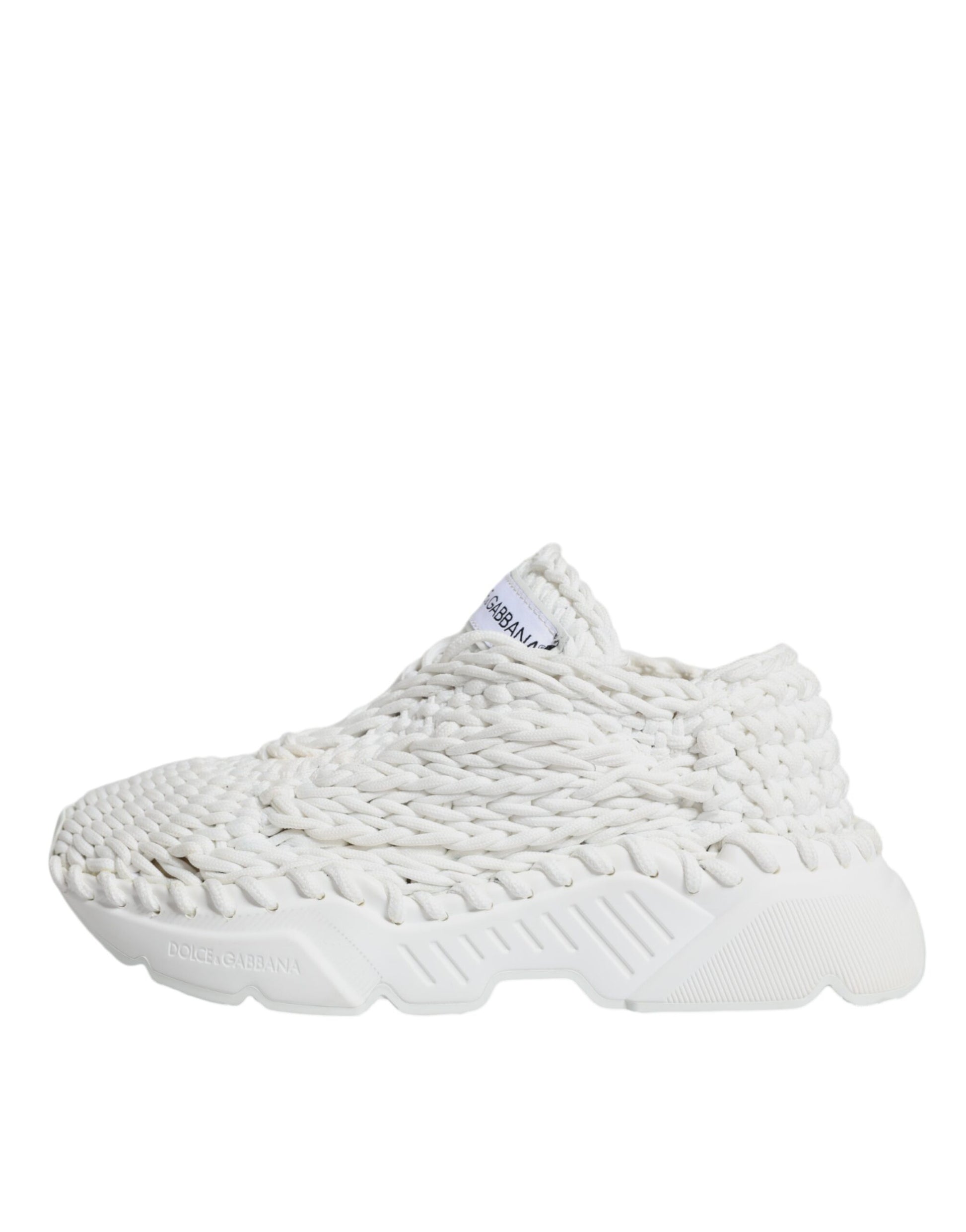 Dolce & Gabbana White Knitted Daymaster Sneakers Shoes by Dolce & Gabbana