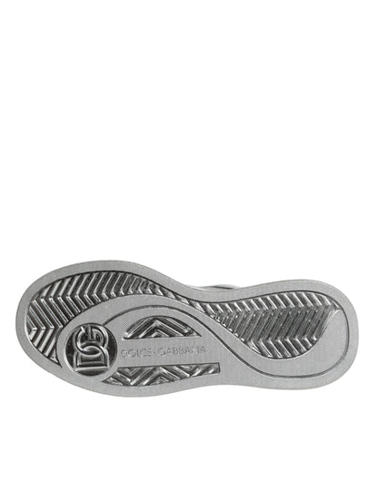 Dolce & Gabbana White Silver Leather Low Top Sneakers Shoes by Dolce & Gabbana