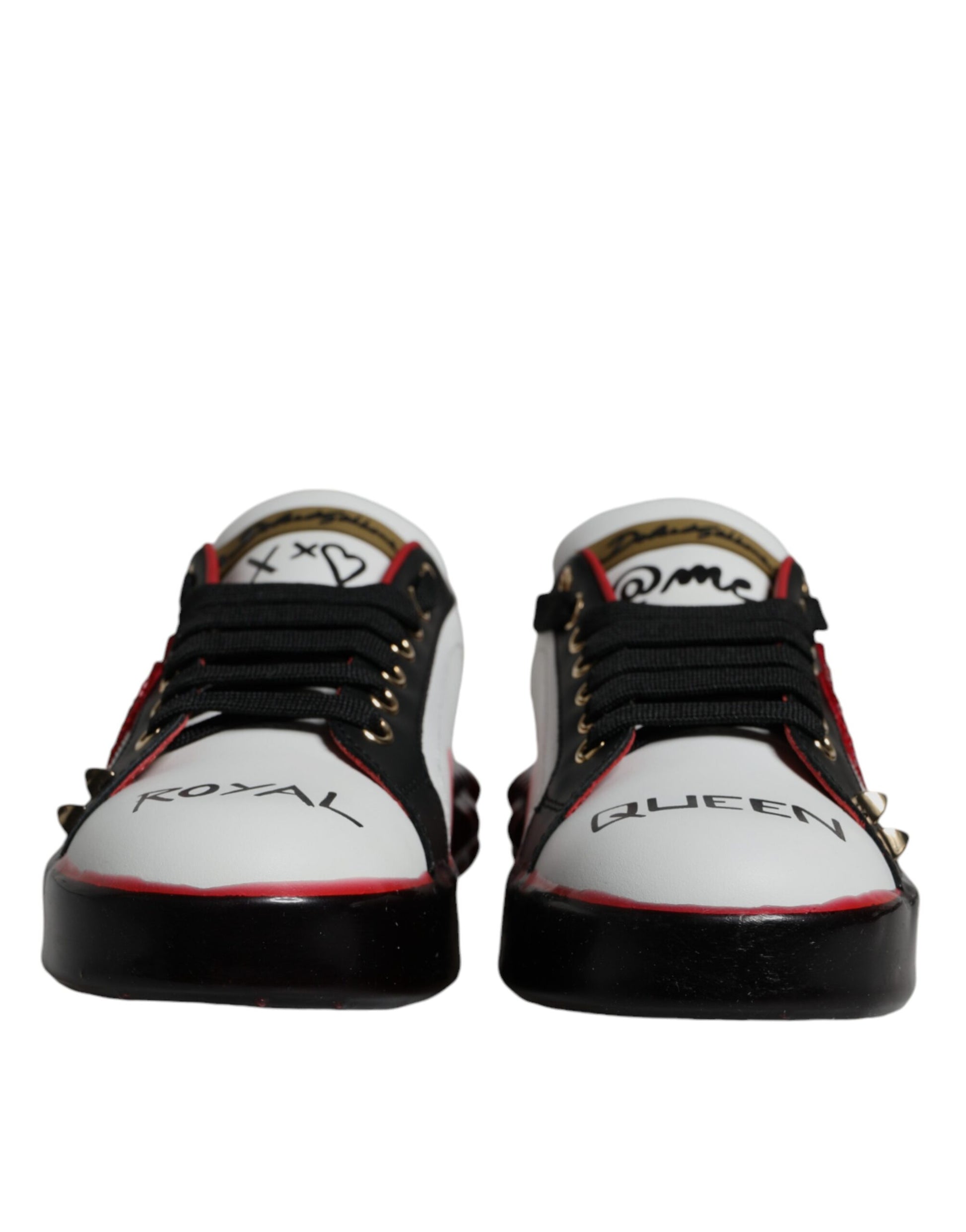Dolce & Gabbana White Red Crystals Leather Portofino Sneakers Shoes by Dolce & Gabbana
