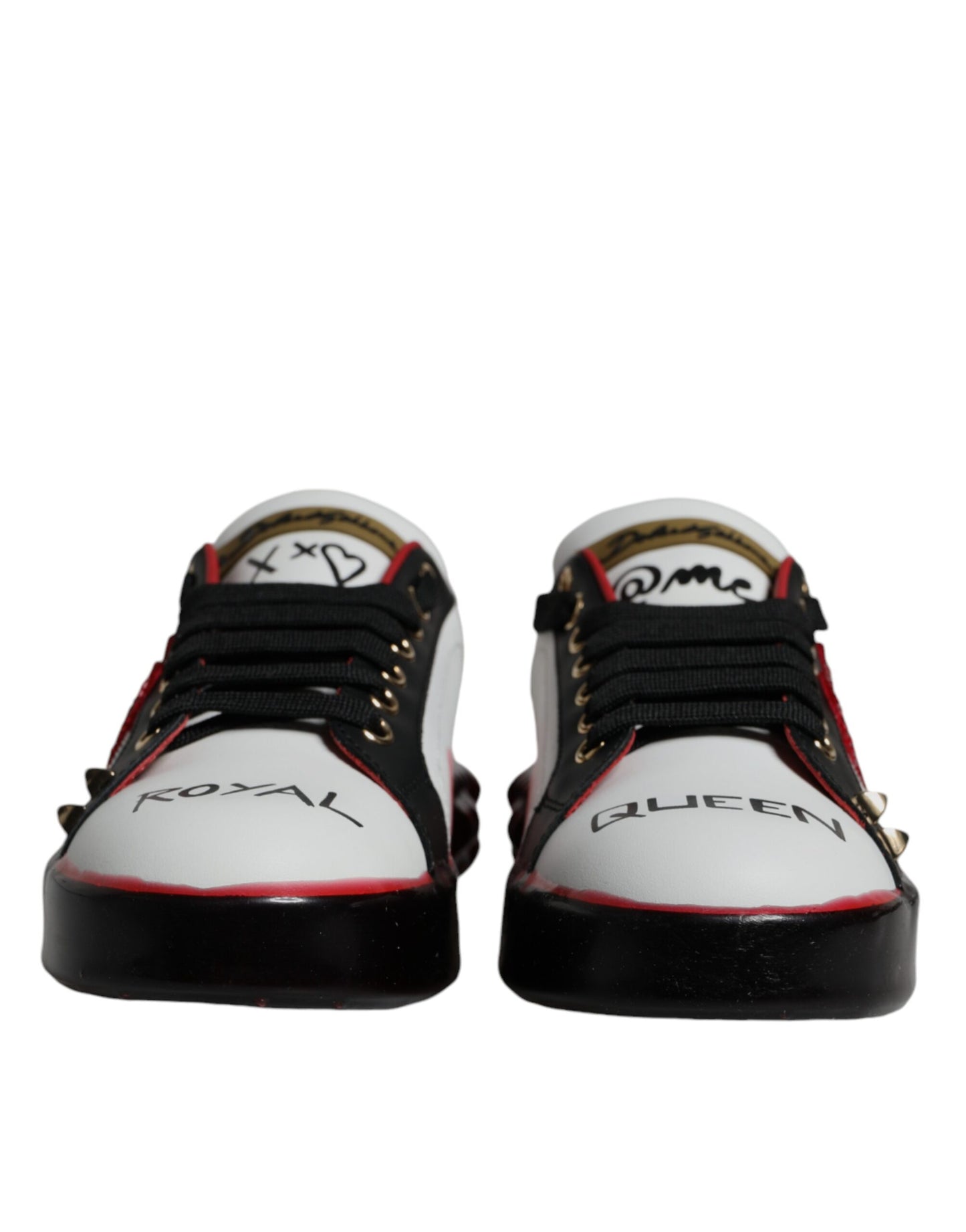 Dolce & Gabbana White Red Crystals Leather Portofino Sneakers Shoes by Dolce & Gabbana