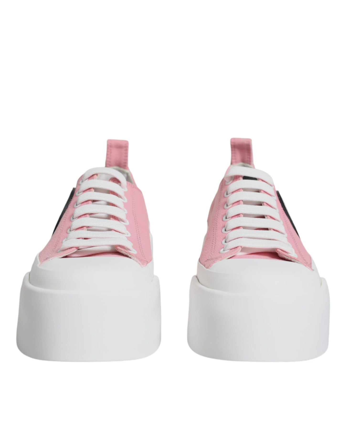 Dolce & Gabbana Pink White Canvas Logo Low Top Sneakers Shoes by Dolce & Gabbana