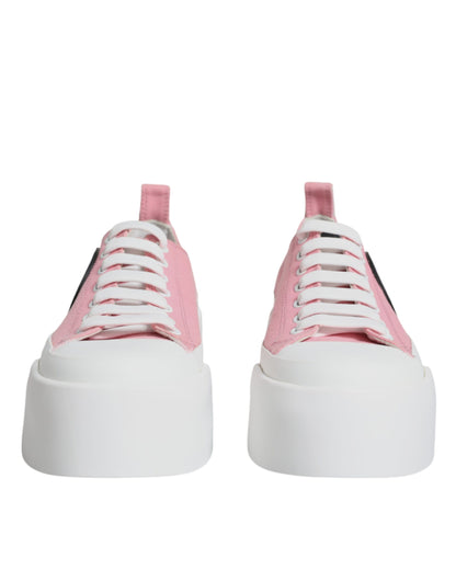 Dolce & Gabbana Pink White Canvas Logo Low Top Sneakers Shoes by Dolce & Gabbana