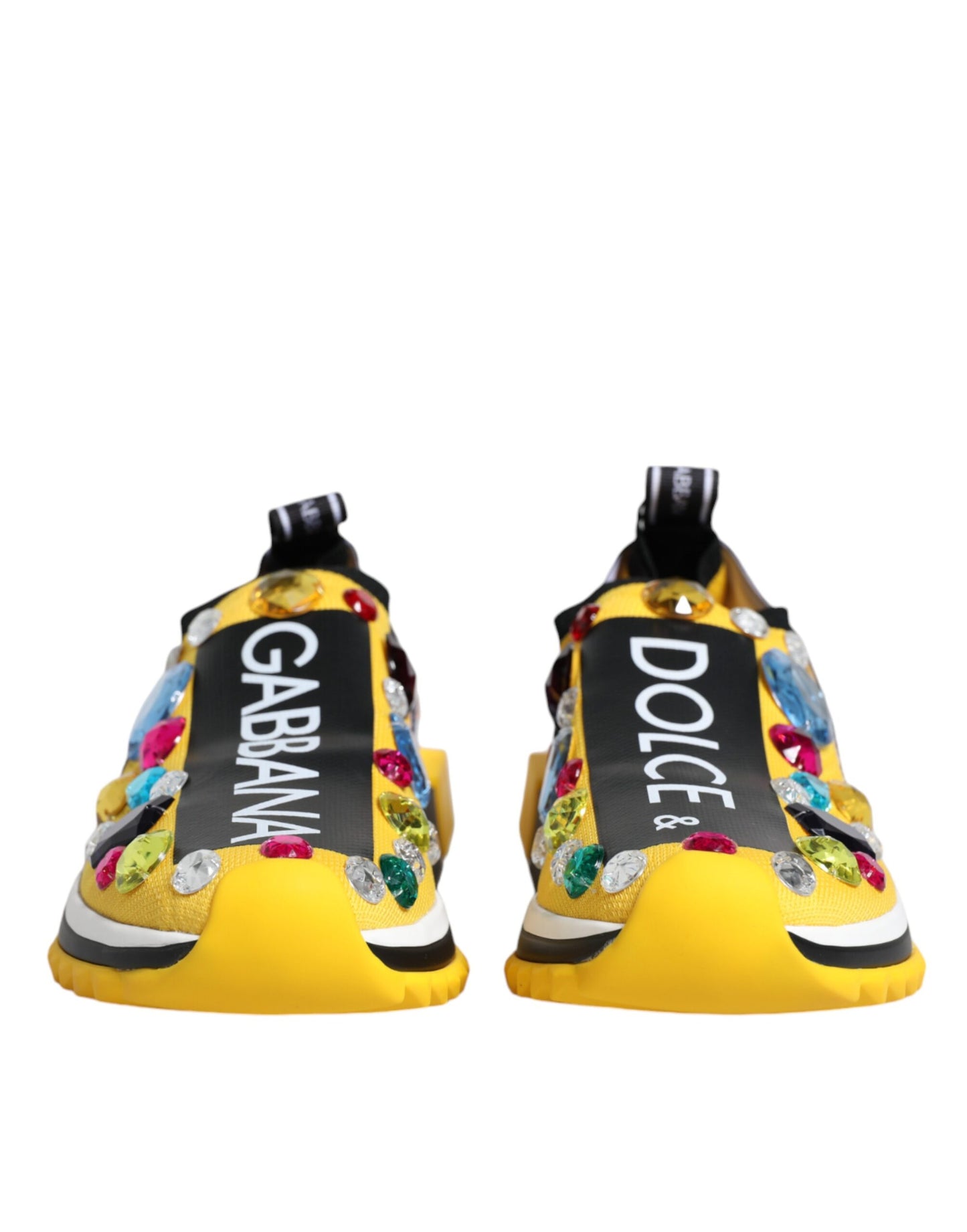 Dolce & Gabbana Yellow Sorrento Crystals Low Top Sneakers Shoes by Dolce & Gabbana